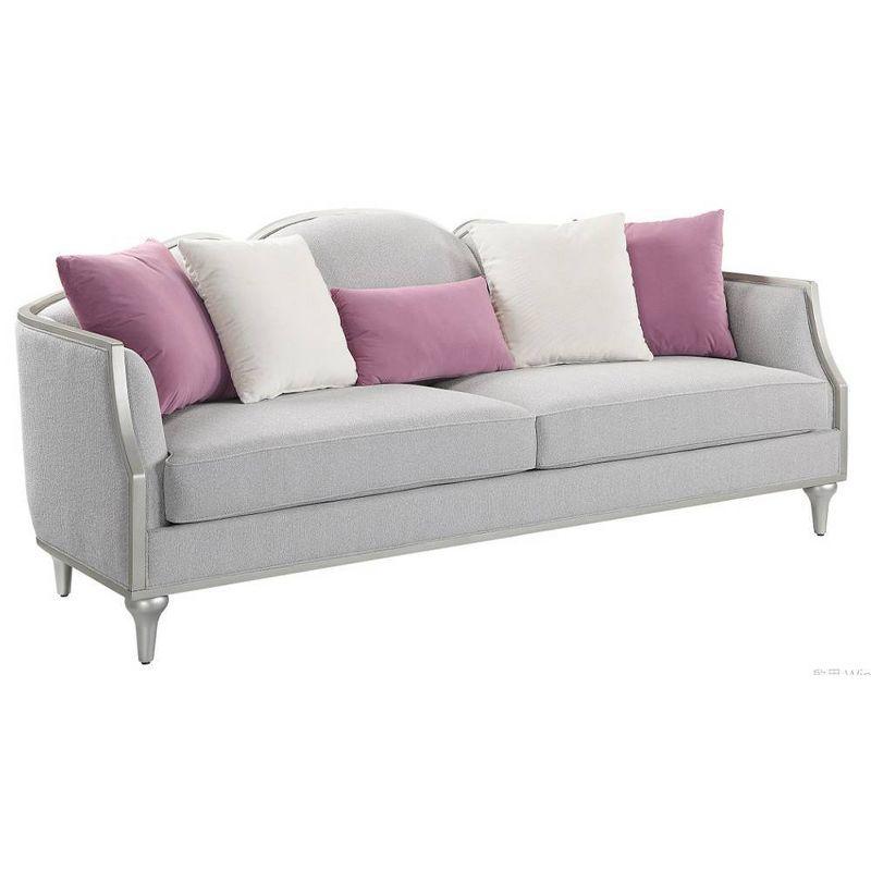 94" Kasa Sofa Beige Linen, Champagne Finish & Accent Pillows - Acme Furniture
