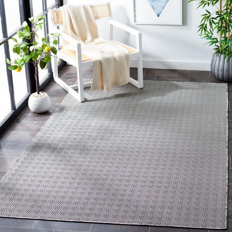 Hampton HTN230 Indoor/Outdoor Machine Made Area Rug - 5'1"x7'6" - Grey/Black - Safavieh