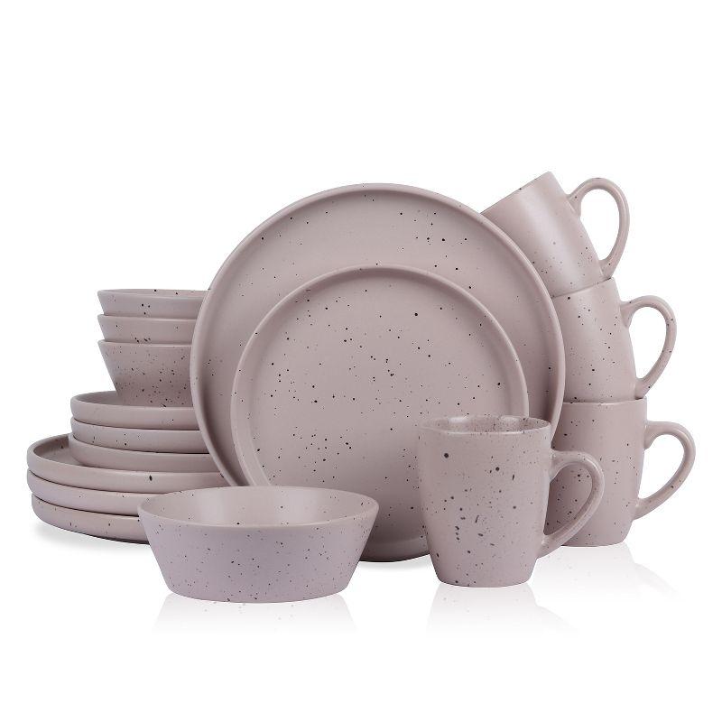 Taupe and White Ceramic 16-Piece Dinnerware Set