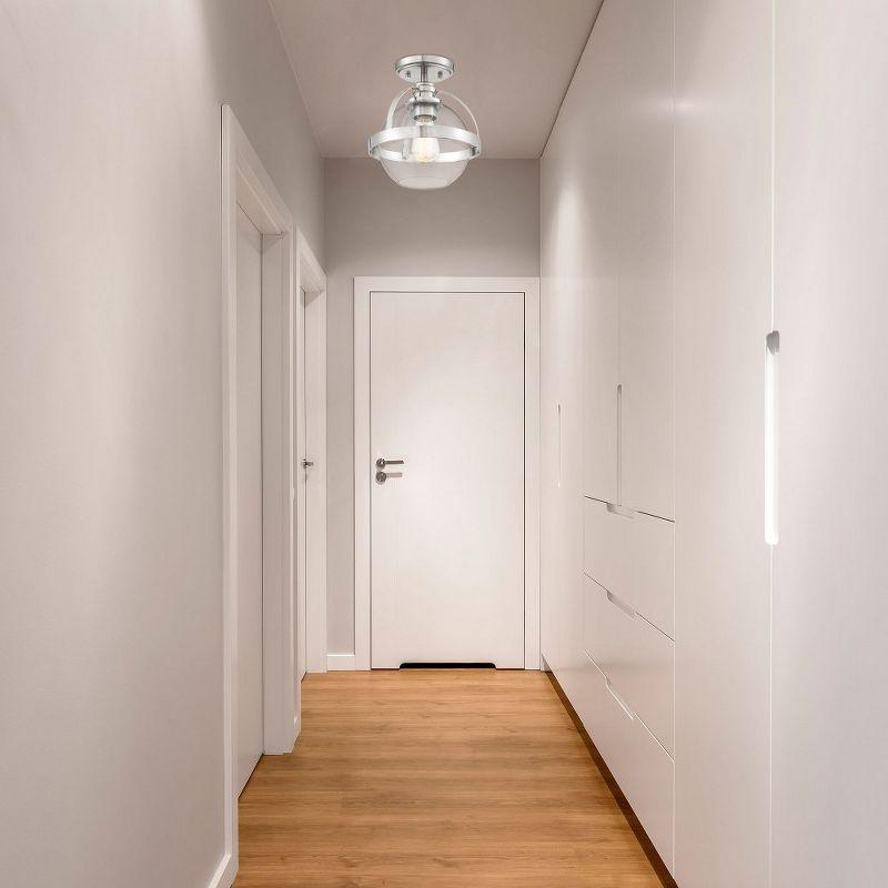 Greyleigh™ Longmeadow 1 - Light 9.38'' Simple Globe Semi Flush Mount in Satin Nickel