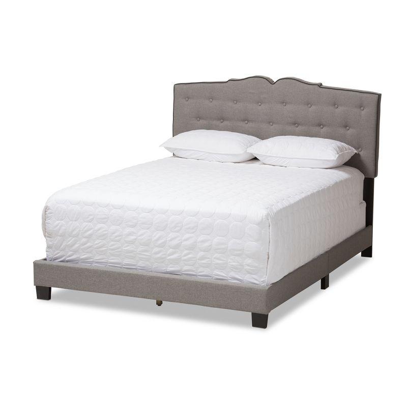 Elegant Light Grey King-Sized Bed with Tufted Upholstered Headboard and Storage Drawer