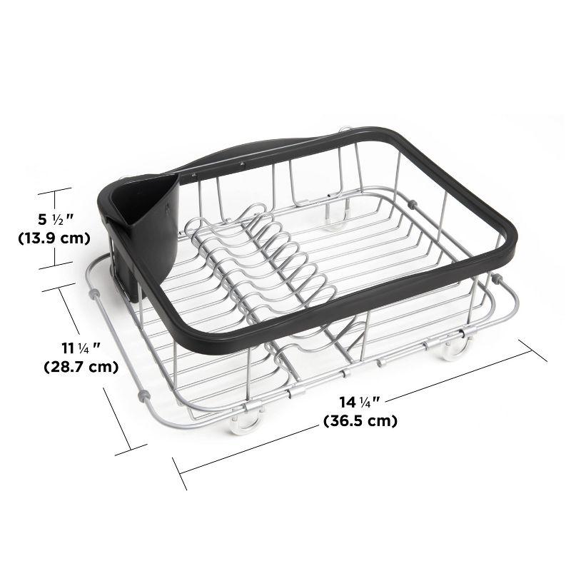 Black and Nickel Metal Dish Rack with Utensil Cup