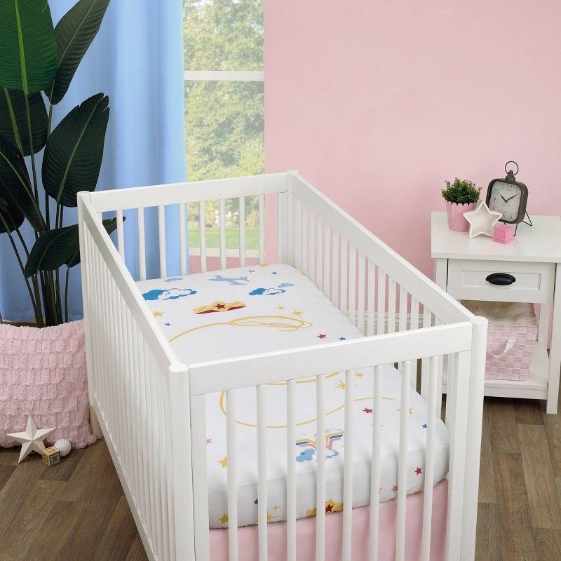 Warner Bros. Wonder Woman Photo Op Nursery Fitted Crib Sheet - White