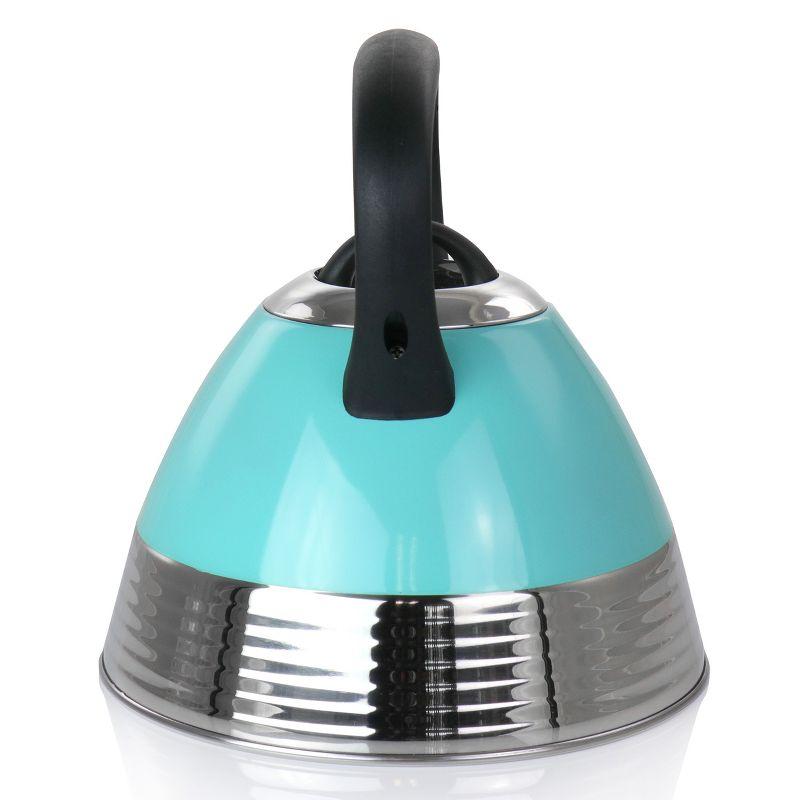 Mr. Coffee 2.5 Quart Stainless Steel Whistling Tea Kettle in Turquoise