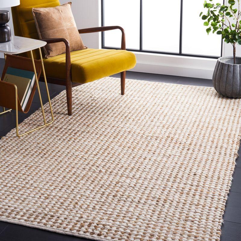 Beige/Ivory 6' x 6' Square Flat Woven Wool Area Rug