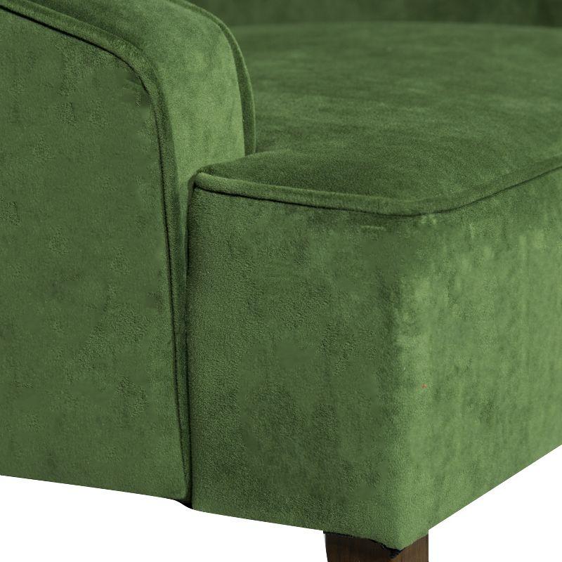 Forest Green Velvet Swoop Arm Accent Chair with Wood Legs