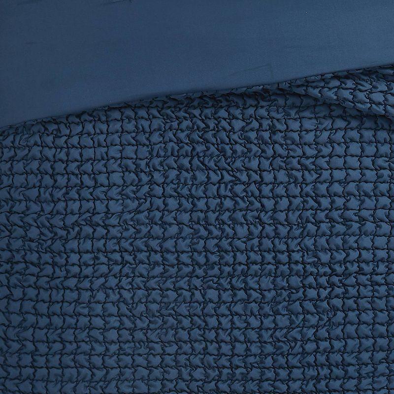 3pc Full/Queen NY Textured Puff Comforter Set Blue - Christian Siriano: Polyester, Tufted Design, Includes Shams