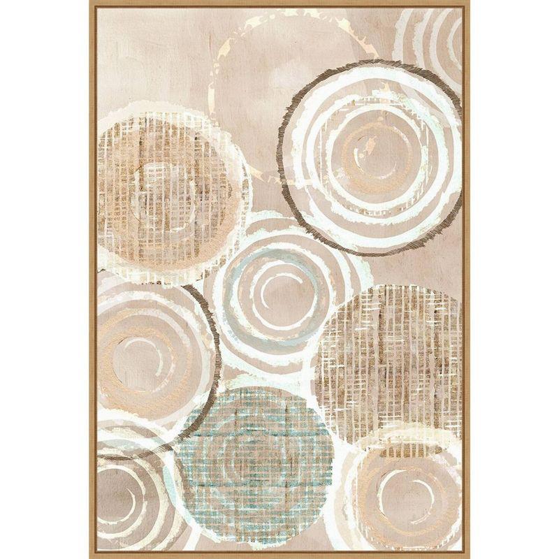 33" x 23" Beige and Gray Abstract Canvas Framed Wall Art