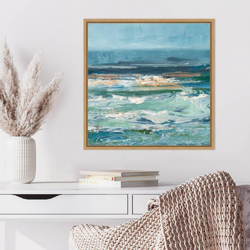 Ethan Harper Coastal Abstract Canvas Print with Maple Frame