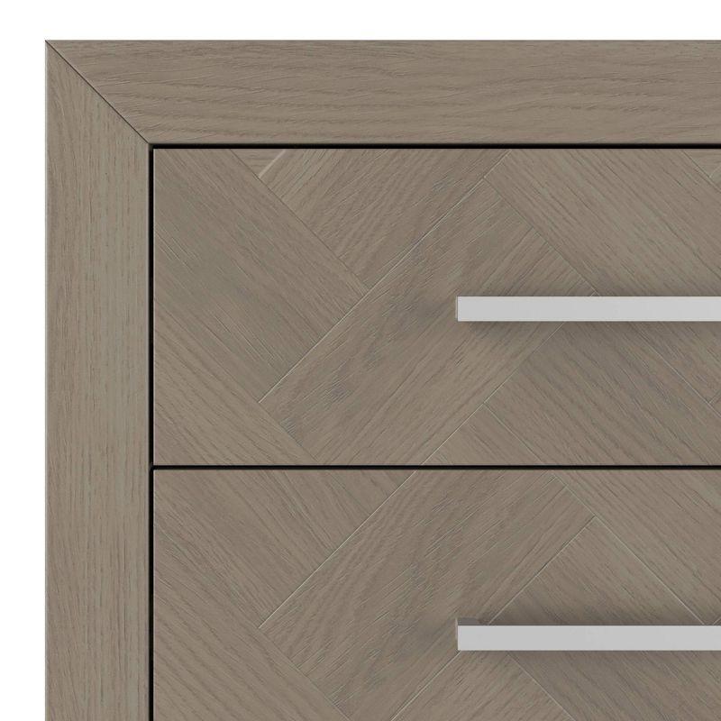 Crescent Gray Farmhouse Double Dresser with Herringbone Pattern