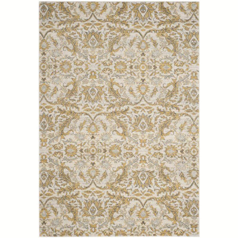 Adie Damask Ivory/Gold Area Rug