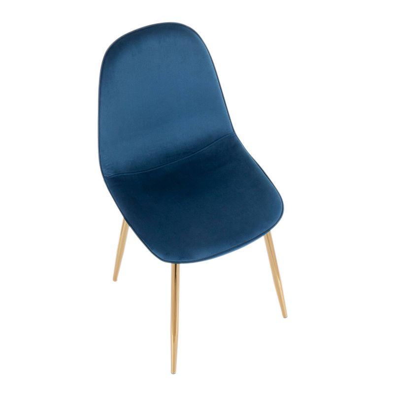 Set of 2 Pebble Contemporary Dining Chairs Gold/Blue - LumiSource: Velvet Upholstery, Chrome-Plated Finish, Metal Legs