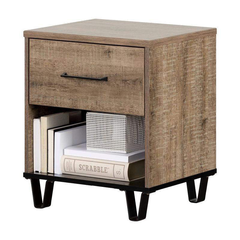 Arlen 1-Drawer Nightstand Weathered Oak and Matte Black