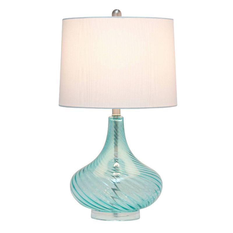 Glass Table Lamp with Fabric Shade Blue - Elegant Designs: No Assembly, UL Listed, 3-Way Switch