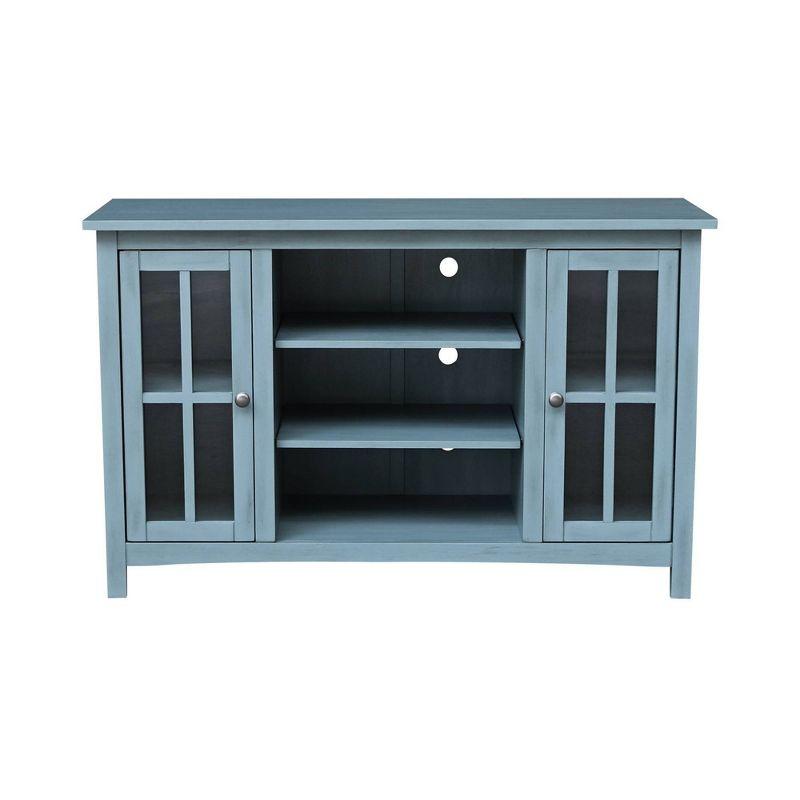 Elegant Gray 53" Solid Para Wood TV Stand with Cabinet Doors