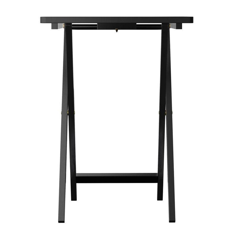 5pc Alex Snack Table Set - Black - Winsome: Beechwood, Storage Stand, Easy Clean, Foldable