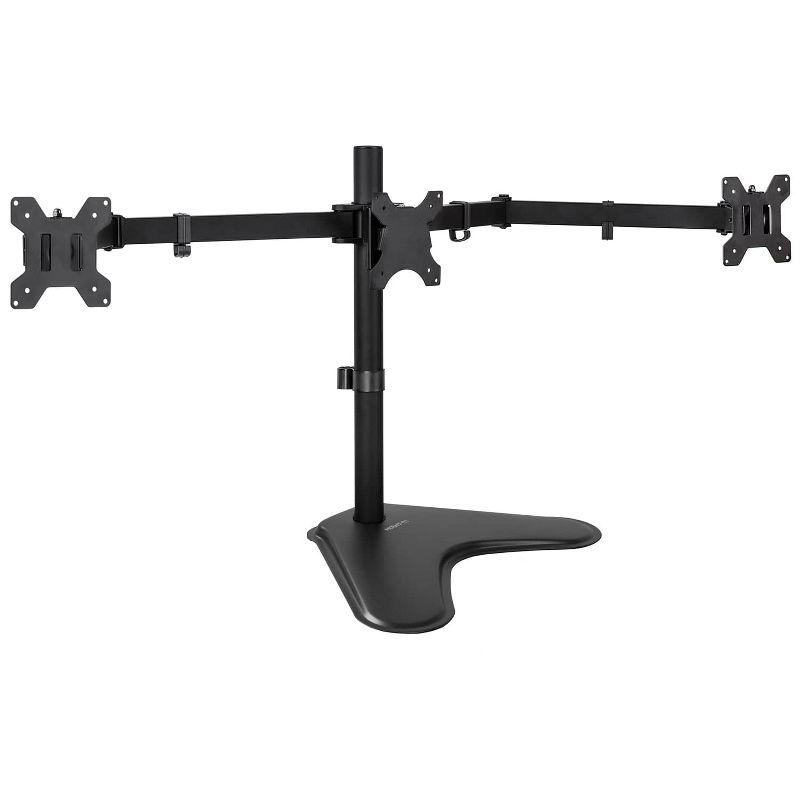 Black Triple Monitor Stand with Adjustable Arms