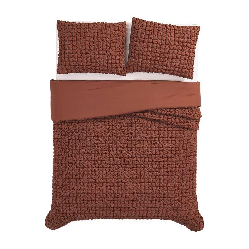 Christian Siriano 2pc Twin Extra Long NY Textured Puff Comforter Set Rust: Polyester Fill, Machine Washable