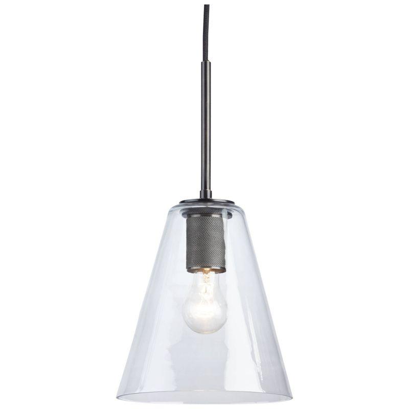 Collbrook 8.75'' Clear Glass & Black Finish Contemporary Pendant Light