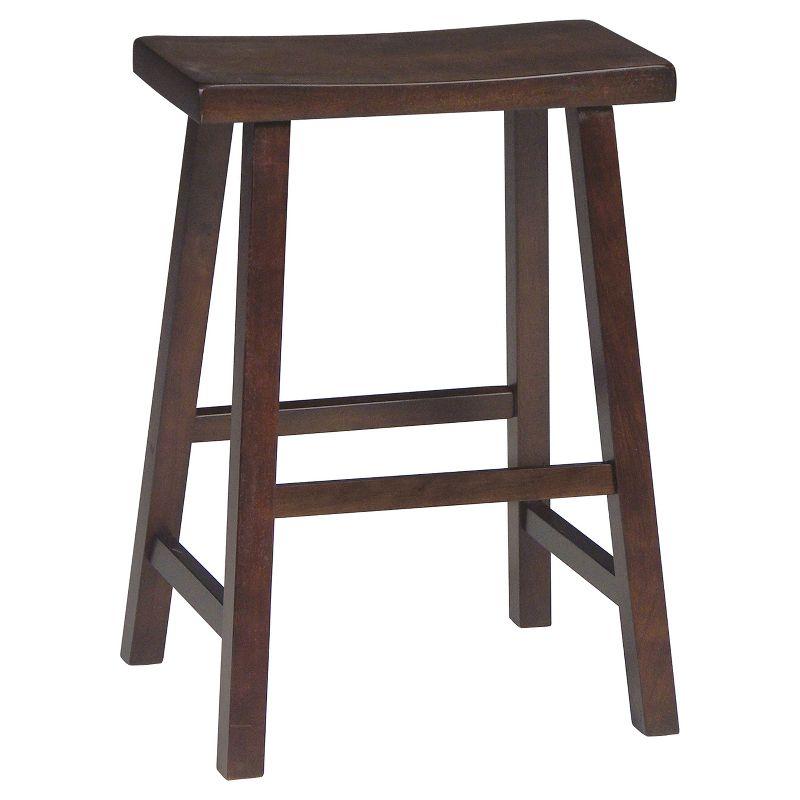 Walnut Saddle Style Backless Wood Counter Stool