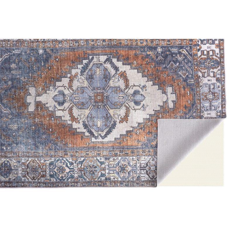 Percy Transitional Medallion Blue/Ivory/Brown Area Rug