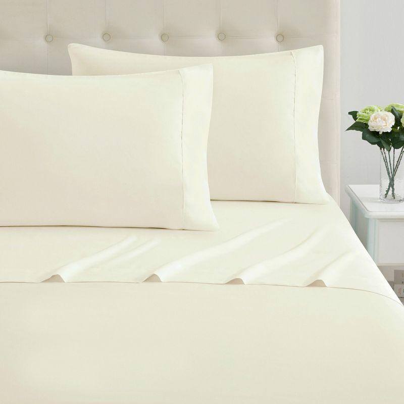 4 Piece 100% Cotton 400 Thread Count Sheet Set by Sweet Home Collection®, King, Ivory