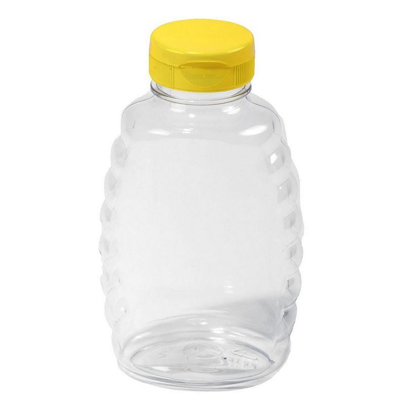 Clear Plastic Skep-Style Honey Jar with Yellow Flip-Top Lid - 16 oz