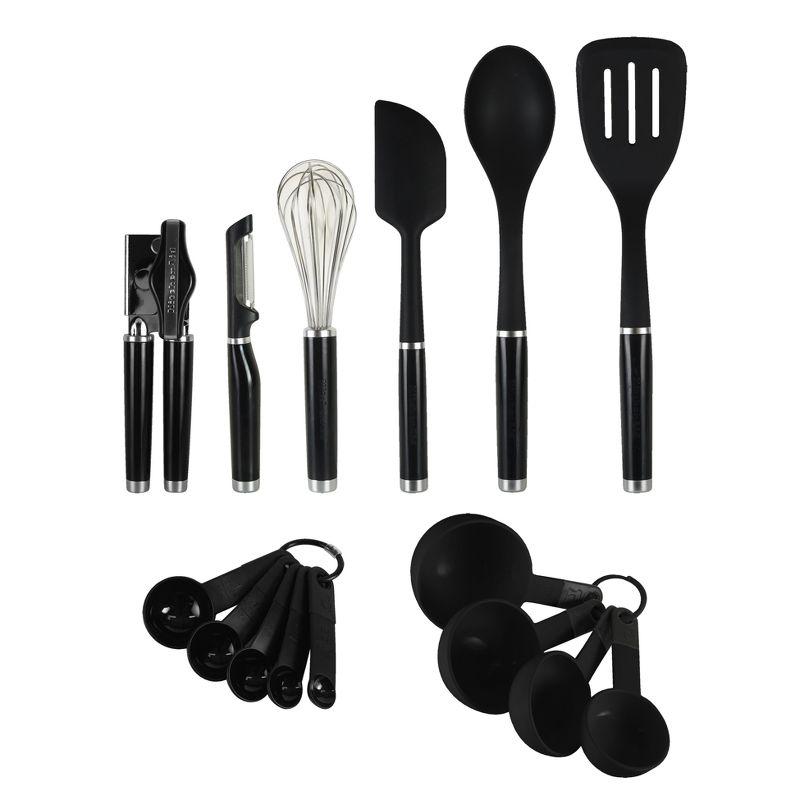 Black Stainless Steel and Plastic 15-Piece Kitchen Tool Set