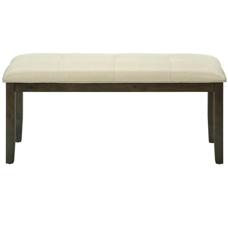 Monarch Specialties Bench 44 inch Rectangular Dining Room Entryway Kitchen Hallway Upholstered Wood Cream Fabric Grey Solid Wood Transitional