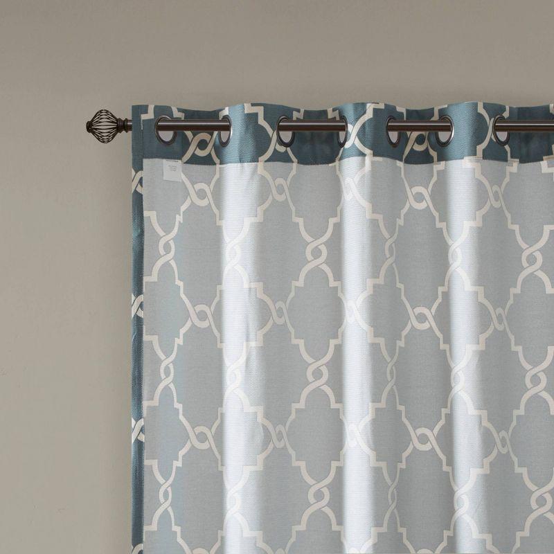 Fretwork Print Grommet Top Window Curtain Panel