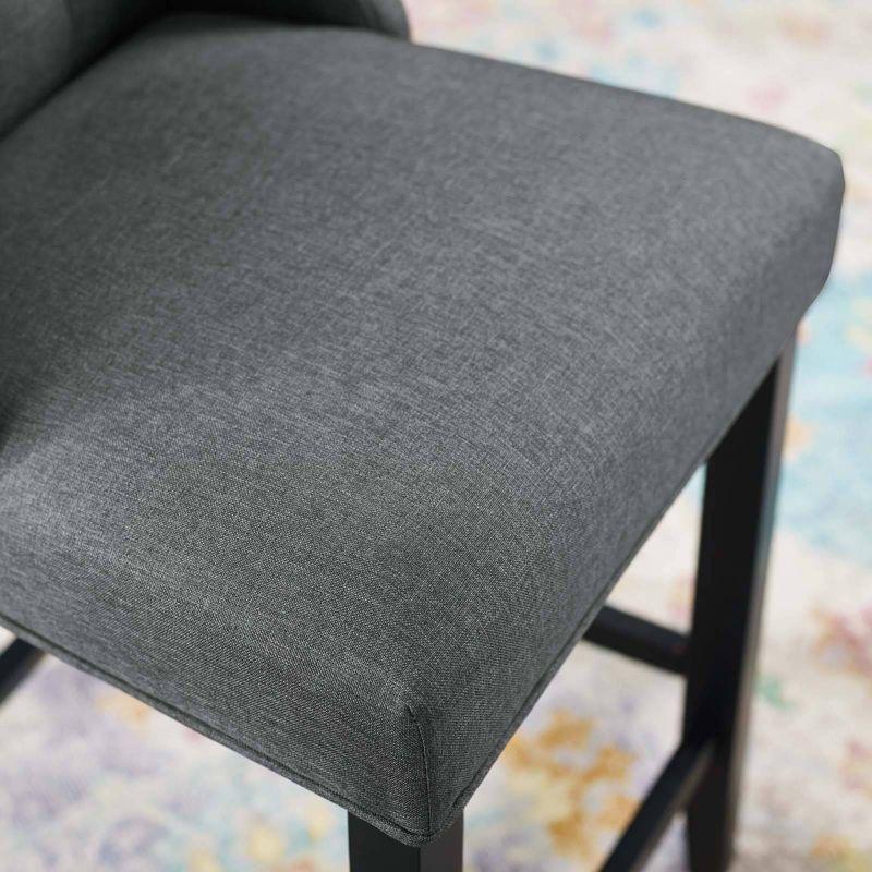 Luxurious Gray Tufted Button Upholstered Fabric Counter Stool