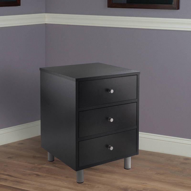 Daniel Nightstand with 3 Drawers Black - Winsome