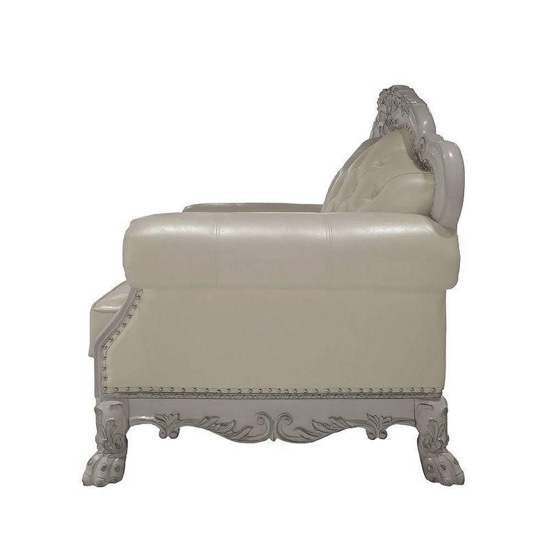 44.8" Dresden Accent Chair Leather Aire/Bone White Finish - Acme Furniture: No Assembly, Tufted Back