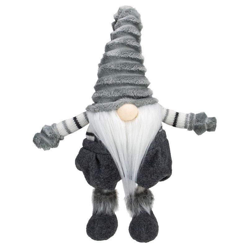 18" Gray and White Bouncy Gnome Tabletop Figure Christmas Decoration