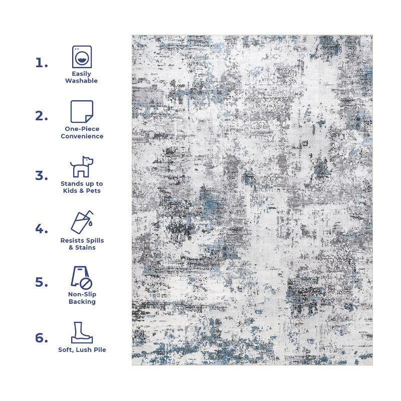 Sleek Abstract Gray Synthetic 3'x5' Easy-Care Area Rug