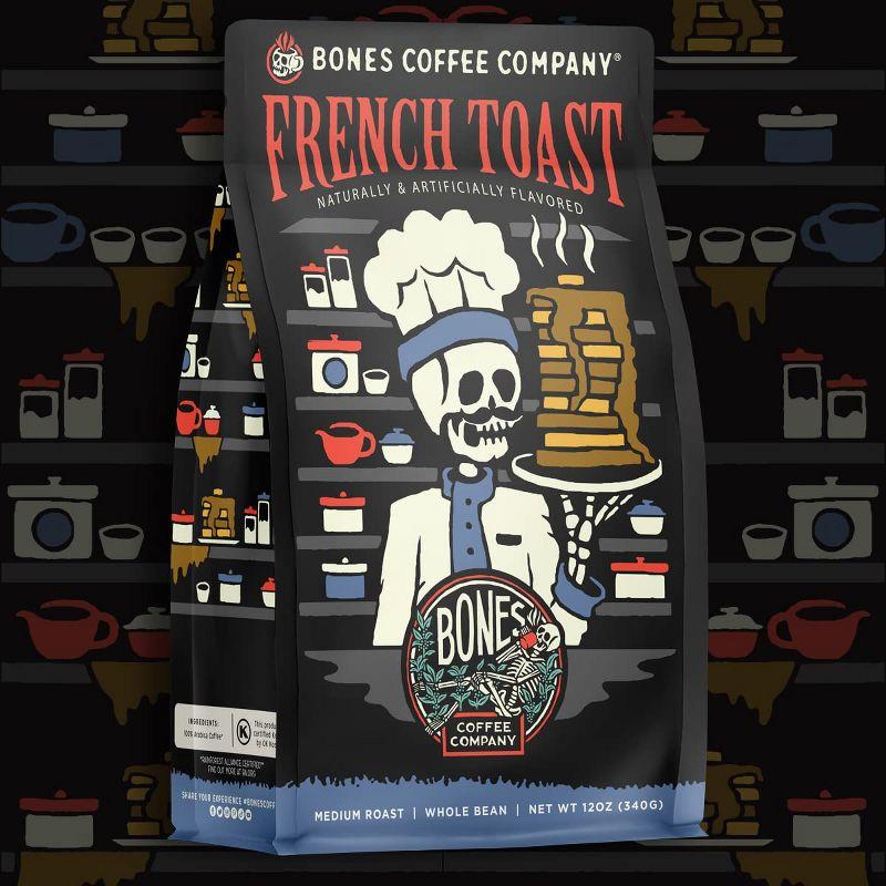 Bones Coffee Company French Toast Ground Coffee Beans Sweet & Buttery Flavor 12 oz Medium Roast (Ground)