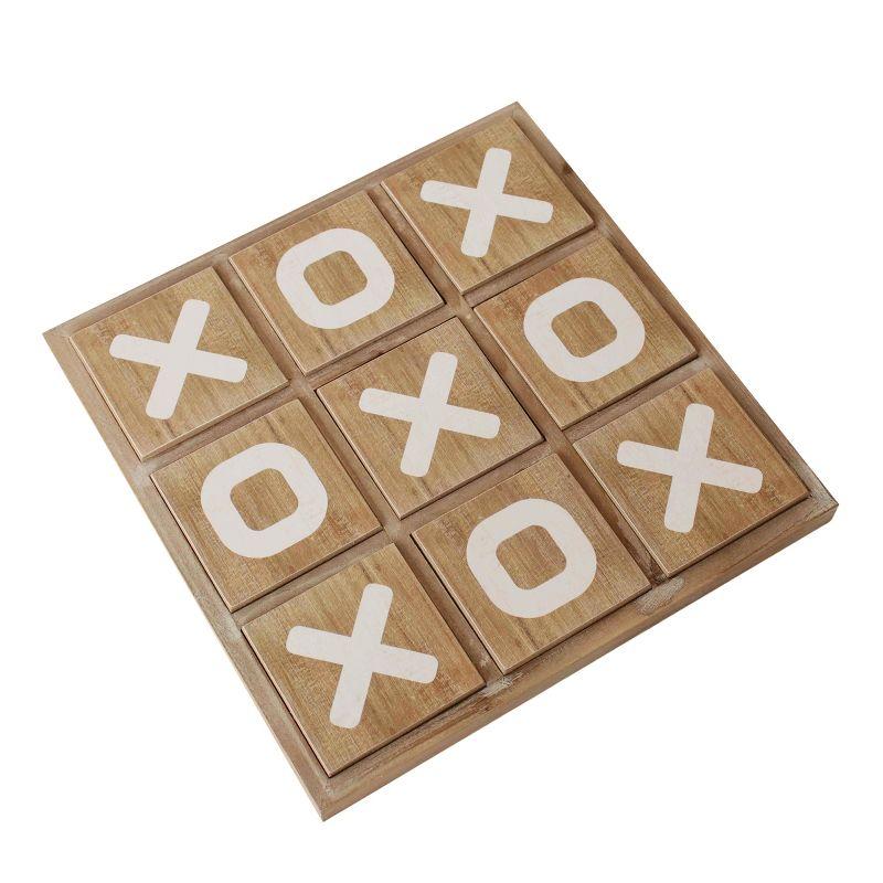 10-inch Brown Wood Tic Tac Toe Tabletop Decor