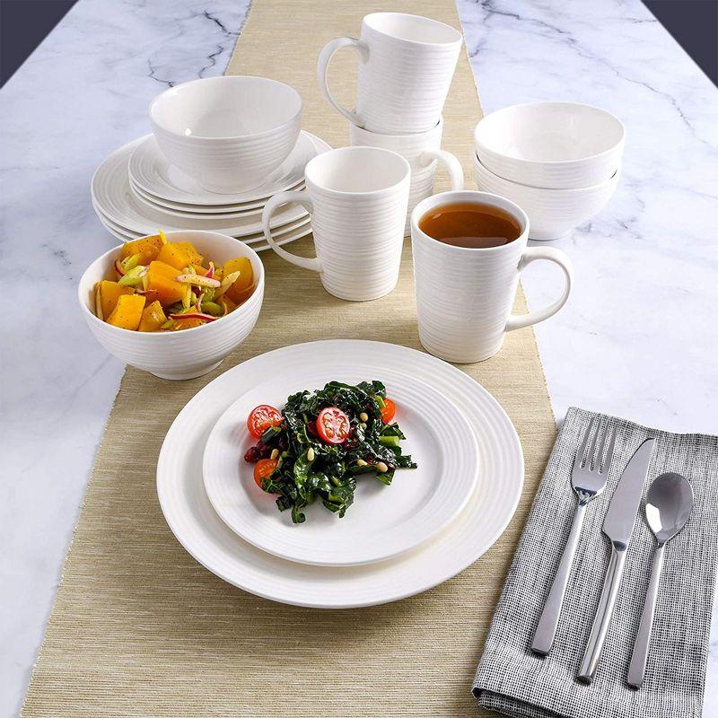 Gibson Home Classic Porcelain Zen Buffet Round Dinnerware Set with Multi Sized Plates, Bowls, and Mugs