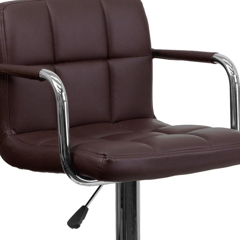 Flash Furniture Contemporary Quilted Vinyl Adjustable Height Barstool with Arms and Chrome Base