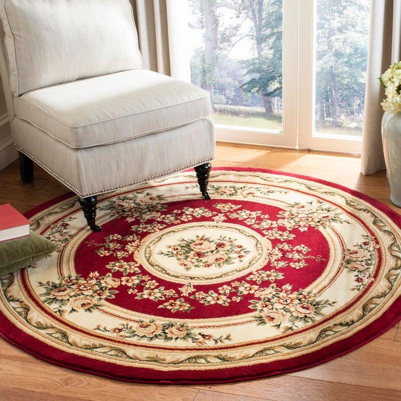 Lyndhurst LNH218 Power Loomed Area Rug - Red/Ivory - 8' Round - Safavieh