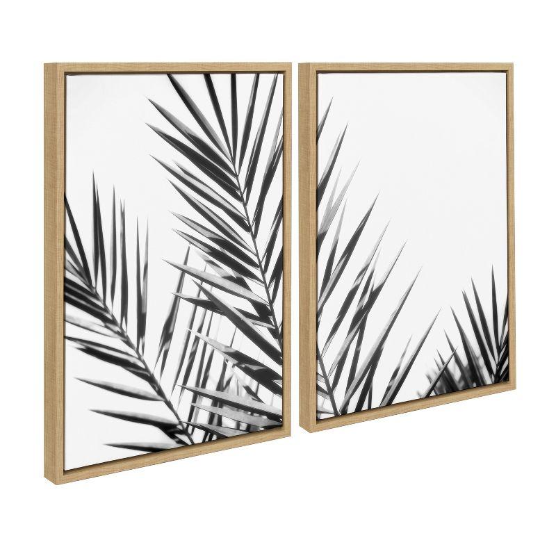 Sylvie Palm I and II Black and White Framed Canvas Set