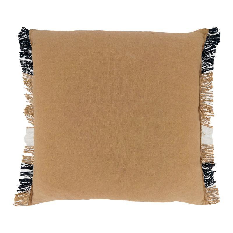 Maxi Plaid Beige and Black Cotton Throw Pillow, 20"x20"