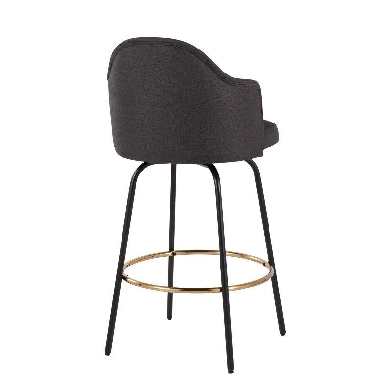 Set of 2 Ahoy Counter Height Barstools with Swivel Seat, Metal Frame - LumiSource: Upholstered, Fixed Height