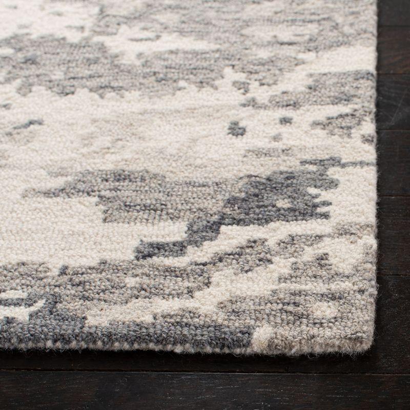 Charcoal and Ivory Abstract Hand-Tufted Wool Square Rug