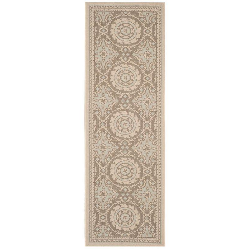 Reversible Gray Courtyard 27" Easy-Care Synthetic Area Rug