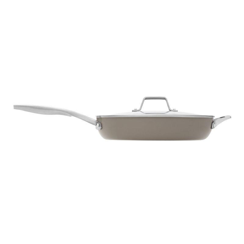 Calphalon  Premier Ceramic Nonstick 12" Frying Pan with Lid, Mushroom Gray