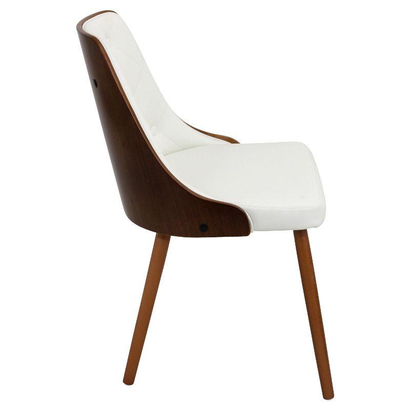 White Faux Leather Upholstered Side Chair with Wood Frame