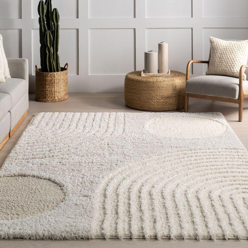 Nuloom Gloria Abstract 8x10 Shag Indoor Area Rug for Living Room Bedroom Dining Room Nursery Kitchen, Beige
