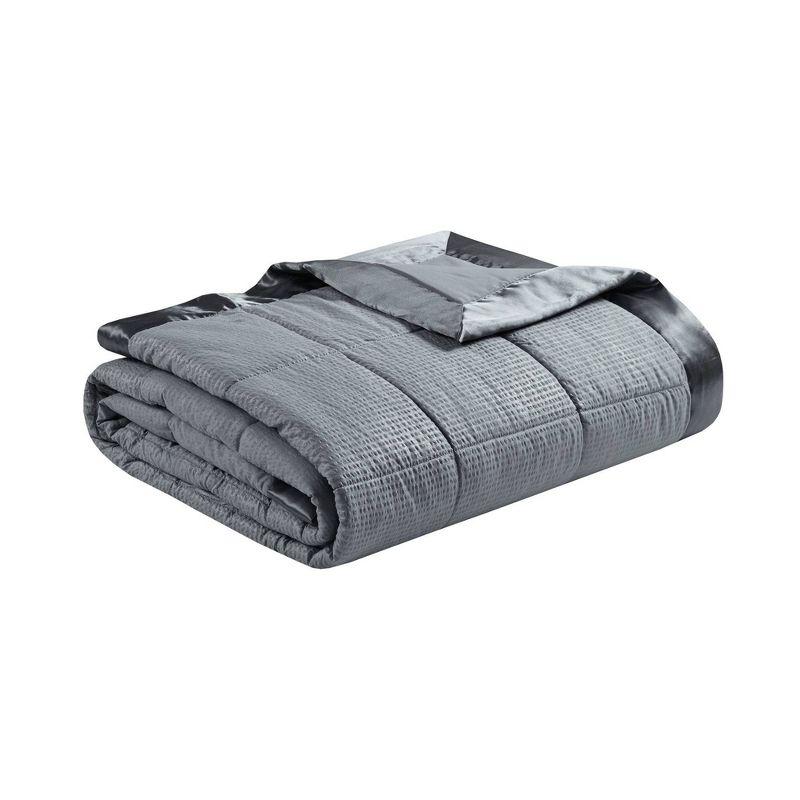 Twin Charcoal Down Alternative Blanket with Satin Trim