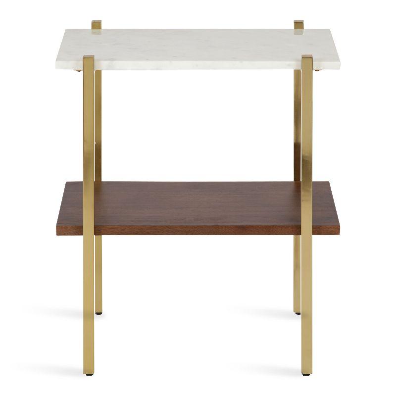 Kate and Laurel Abcott Rectangle Wood Side Table, 20x12x24, White and Walnut Brown